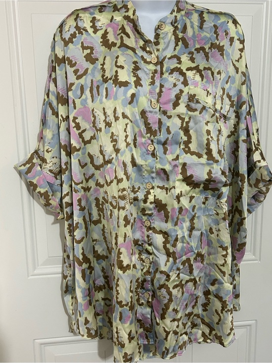 Intimately By Free People Other - Free People Pastel Animal Print Shirt in Blue, Pink, Yellow & Brown